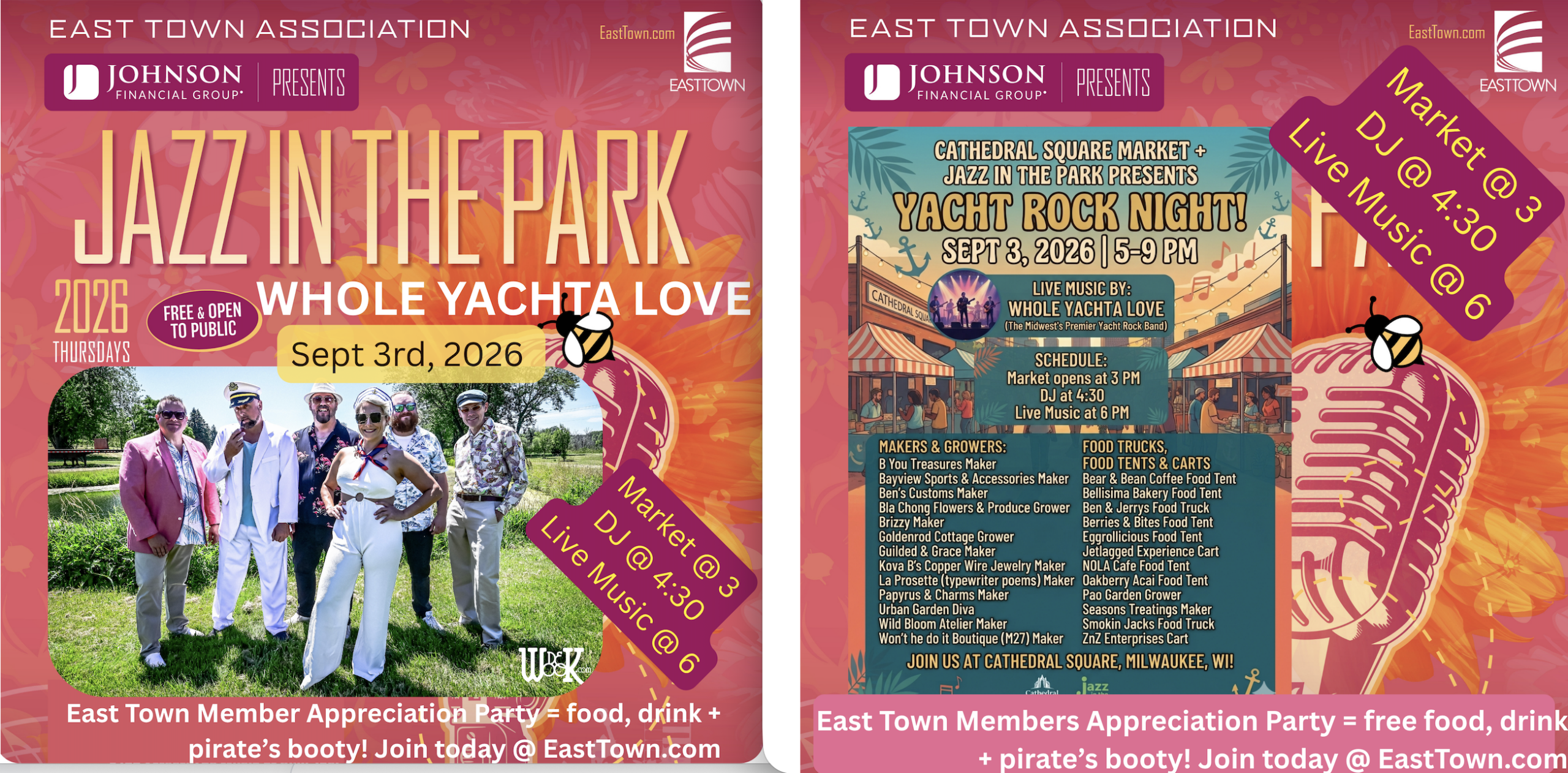 Jazz in the park _+ Cathedral Square Market Yacht Rock Night - Member and Partner Appreciation Party 9.3.2026