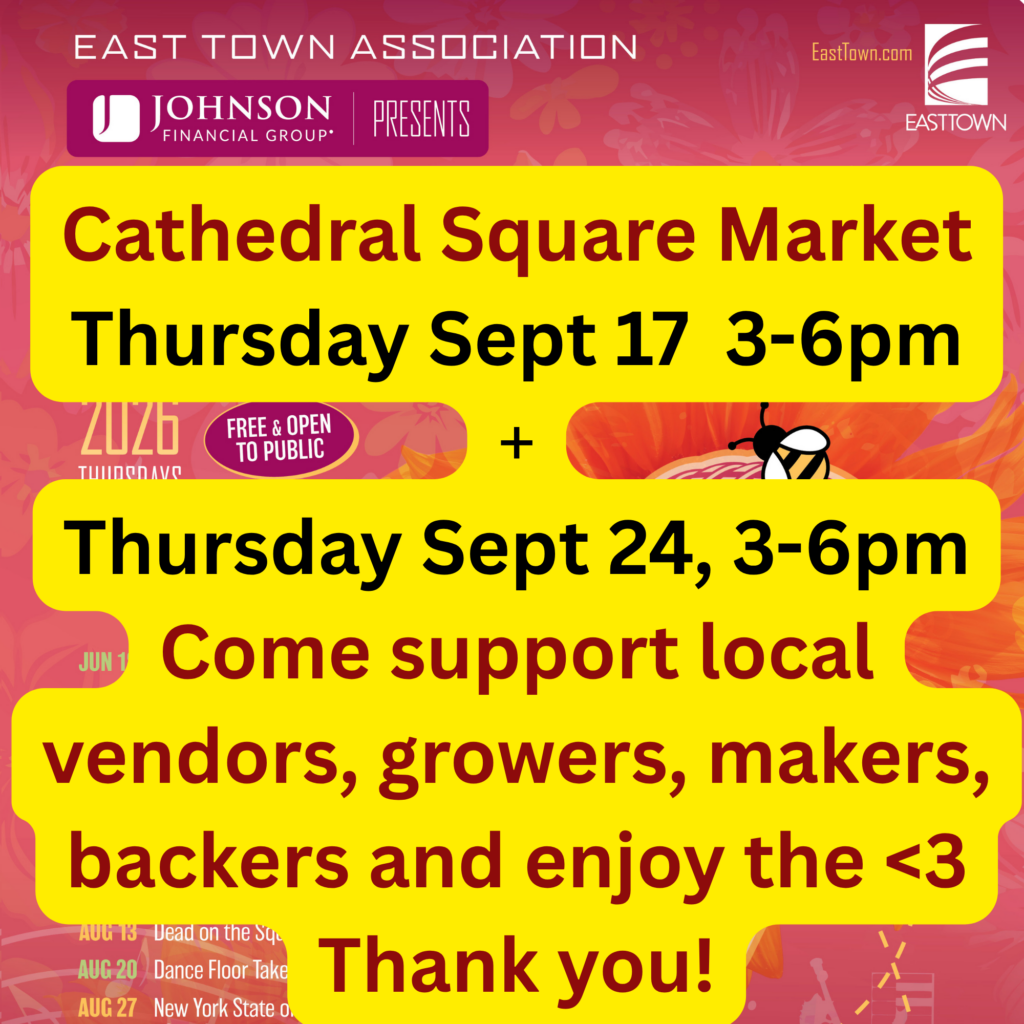 Cathedral Square Market last two days: Thrs, Sept 17, 3-6PM & Thrs, Sept 24, 3-6PM!